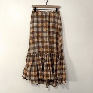 Urban outfitters Million Miles Plaid Midi Skirt small